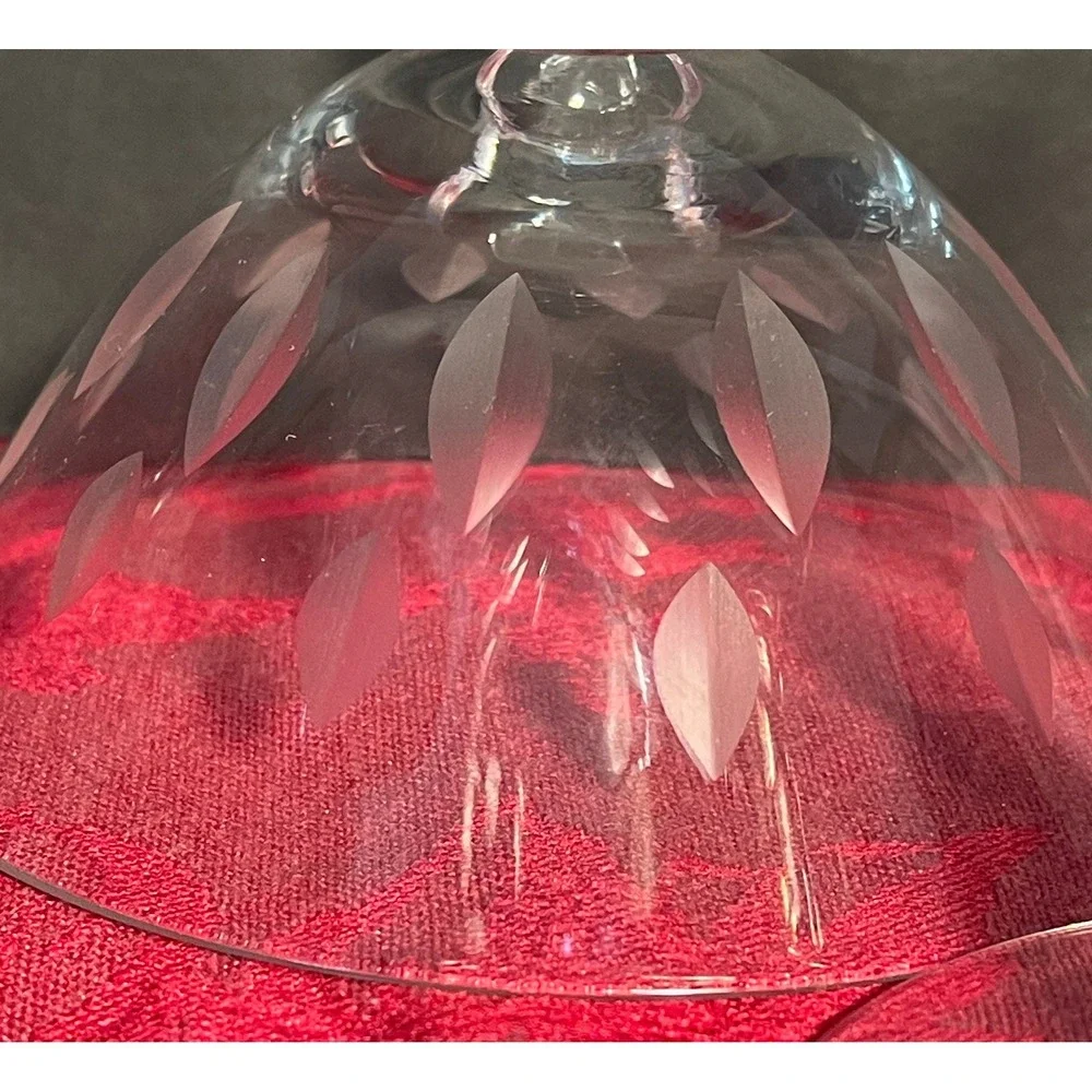 Vintage Tiffin-Franciscan Etched Crystal Coupe Glasses Set of 4 Faceted Stem MCM